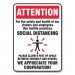 Accuform GN1MGNG902VPESP Social Distance Signs, Wall, 7 x 10, Visitors and Employees Distancing, Humans/Arrows, Red/White, 10/Pack