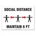 Accuform GN1MGNF546VPESP Social Distance Signs, Wall, 14 x 10, "Social Distance Maintain 6 ft", 3 Humans/Arrows, White, 10/Pack