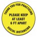 Accuform GN1MFS427ESP Slip-Gard Floor Signs, 17" Circle,"Thank You For Practicing Social Distancing Please Keep At Least 6 ft