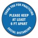 Accuform GN1MFS420ESP Slip-Gard Floor Signs, 12" Circle, "Thank You For Practicing Social Distancing Please Keep At Least 6 ft