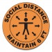 Accuform GN1MFS380ESP Slip-Gard Social Distance Floor Signs, 12" Circle, "Social Distance Maintain 6 ft", Human/Arrows, Orange, 25/Pack