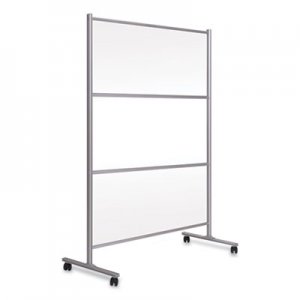 MasterVision BVCDSP123046 Protector Series Mobile Glass Panel Divider, 68.5 x 22 x 50, Clear/Aluminum