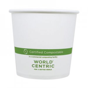 World Centric WORBOPA24 Paper Bowls, 24 oz, 4.4" Diameter x 4.4"h, White, 500/Carton