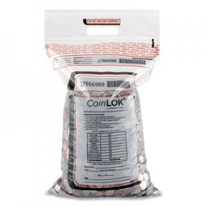 CoinLOK CNK585100 Coin Bag, 12.5 x 25, 5 mil Thick, Plastic, Clear, 50/Pack