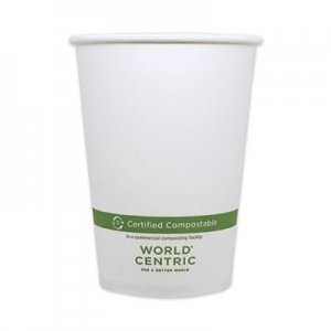 World Centric WORBOPA32 Paper Bowls, 32 oz, 4.4" Diameter x 5.8"h, White, 500/Carton