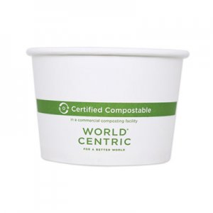 World Centric WORBOPA16 Paper Bowls, 16 oz, 4.4" Diameter x 3"h, White, 500/Carton