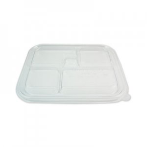 World Centric WORTRLCSBB PLA Lids for Fiber Bento Box Containers, Five Compartments, 12.1 x 9.8 x 0.8