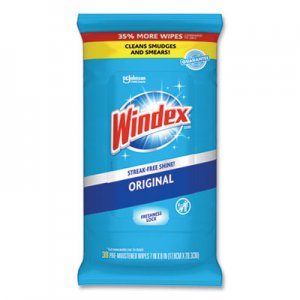 Windex SJN319251EA Glass and Surface Wet Wipe, Cloth, 7 x 8, 38/Pack