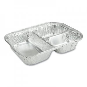 Durable Packaging DPK2103050X 3-Compartment Oblong Aluminum Foil Container, 23 oz, 6.56 x 8.69 x 1.81, Silver