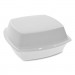 Pactiv PCTYTH100800000 Foam Hinged Lid Containers, Single Tab Lock, 6.38 x 6.38 x 3, White, 500/Carton