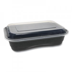 Pactiv PCTNV2GRT3688B EarthChoice Versa2Go Microwaveable Containers, 36 oz, 8.4 x 5.6 x 2, Black/Clear, 150/Carton