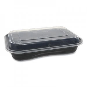 Pactiv PCTNV2GRT2786B EarthChoice Versa2Go Microwaveable Containers, 27 oz, 8.4 x 5.6 x 1.4, Black/Clear, 150/Carton