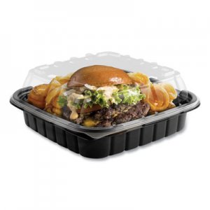Anchor Packaging ANZ4118501 Crisp Foods Technologies Containers, 33 oz, 8.46 x 8.46 x 3.16, Clear/Black, 180