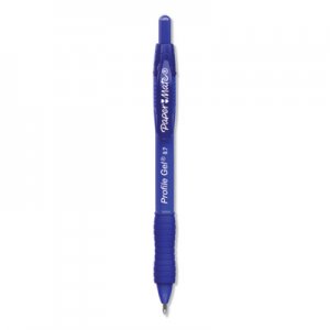 Paper Mate PAP2095472 Profile Retractable Gel Pen, Medium 0.7 mm, Blue Ink, Translucent Blue Barrel, Dozen
