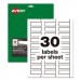 Avery AVE60531 PermaTrack Destructible Asset Tag Labels, Laser Printers, 0.75 x 2, White, 30/Sheet, 8 Sheets/Pack