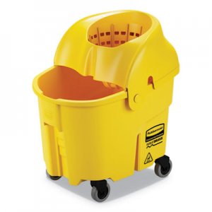 Rubbermaid Commercial RCPFG759088YEL WaveBrake 2.0 Bucket/Wringer Combos, Down-Press, 35 qt, Plastic, Yellow