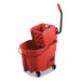 Rubbermaid Commercial RCPFG758888RED WaveBrake 2.0 Bucket/Wringer Combos, Side-Press, 35 qt, Plastic, Red