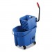 Rubbermaid Commercial RCPFG758888BLUE WaveBrake 2.0 Bucket/Wringer Combos, Side-Press, 35 qt, Plastic, Blue