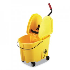 Rubbermaid Commercial RCPFG757788YEL WaveBrake 2.0 Bucket/Wringer Combos, Down-Press, 35 qt, Plastic, Yellow