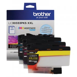 Brother BRTLC30333PKS INKvestment Super High-Yield Ink, 1,500 Page-Yield, Cyan/Magenta/Yellow