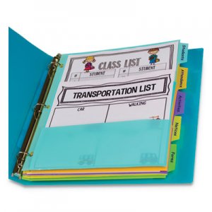 C-Line CLI07650 Index Dividers with Multi-Pockets, 5-Tab, 11.5 x 10, Assorted, 1 Set