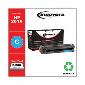Innovera IVRF401X Remanufactured Cyan High-Yield Toner, Replacement for HP 201X (CF401X), 2,300 Page-Yield