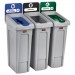 Rubbermaid Commercial RCP2007918 Slim Jim Recycling Station Kit, 69 gal, 3-Stream Landfill/Mixed Recycling
