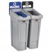 Rubbermaid Commercial RCP2007914 Slim Jim Recycling Station Kit, 46 gal, 2-Stream Landfill/Mixed Recycling