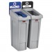 Rubbermaid Commercial RCP2007914 Slim Jim Recycling Station Kit, 46 gal, 2-Stream Landfill/Mixed Recycling