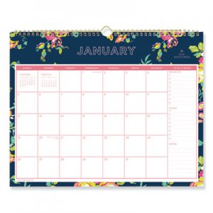Blue Sky BLS103627 Day Designer Wirebound Wall Calendar, 15 x 12, Navy Floral, 2021