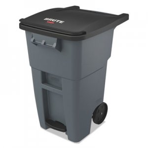 Rubbermaid Commercial RCP1971956 Brute Step-On Rollouts, Square, 50 gal, Gray