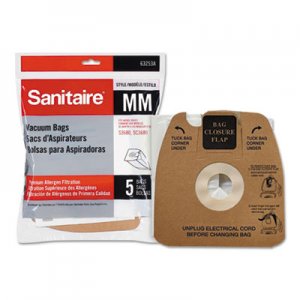 Sanitaire EUR63253A10 Style MM Disposable Dust Bags w/Allergen Filter for 3670G/SC3683A/SC3683B, 5/PK