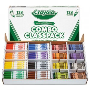 Crayola CYO523349 Crayons and Markers Combo Classpack, Eight Colors, 256/Set