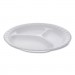 Pactiv PCT0TH10011 Unlaminated Foam Dinnerware, 3-Compartment Plate, 9" Diameter, White, 500/Carton