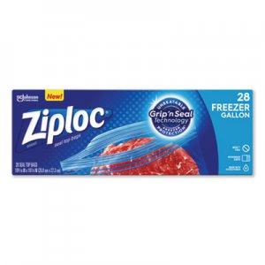 Ziploc SJN314445BX Zipper Freezer Bags, 1 gal, 2.7 mil, 9.6" x 12.1", Clear, 28/Box