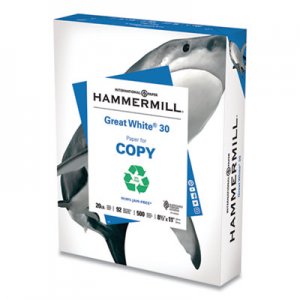 Hammermill HAM86700RM Great White 30 Recycled Print Paper, 92 Bright, 20lb, 8.5 x 11, White, 500/Ream
