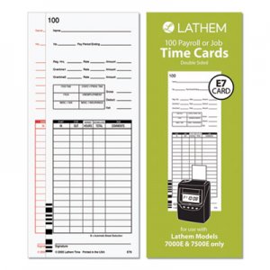 Lathem Time LTH896111 Time Cards for Lathem 7000E and 7500E Time Clocks, Bi-Weekly; Semi-Monthly; Weekly, Two-Sided, 3