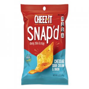 Sunshine KEB24396358 Cheez-it Snap'd Crackers, Cheddar Sour Cream and Onion, 2.2 oz Pouch, 6/Pack