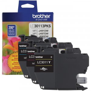 Brother LC30113PKS Standard Yield 3 Pack of Color Ink (C/M/Y)