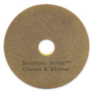 Scotch-Brite MMM09541 Clean and Shine Pad, 20" Diameter, Yellow/Gold, 5/Carton