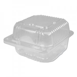 Durable Packaging DPKPXT505 Plastic Clear Hinged Containers, 12 oz, 5.25 x 5.13 x 2.75, Clear, 500/Carton