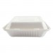 Boardwalk BWKHINGEWF3CM9 Bagasse Molded Fiber Food Containers, Hinged-Lid, 3-Compartment 9 x 9 x 3.19, White, 100/Sleeve