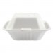 Boardwalk BWKHINGEWF1CM6 Bagasse Molded Fiber Food Containers, Hinged-Lid, 1-Compartment 6 x 6 x 3.19, White, 125/Sleeve