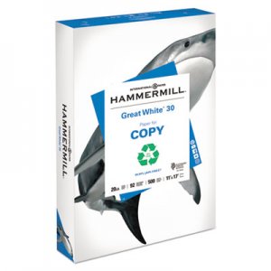 Hammermill HAM86750 Great White 30 Recycled Print Paper, 92 Bright, 20lb, 11 x 17, White, 500/Ream