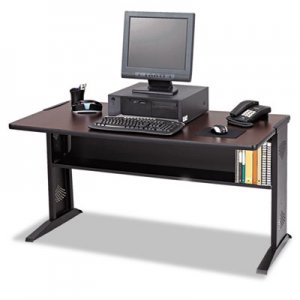 Safco SAF1931 Computer Desk with Reversible Top, 47.5" x 28" x 30", Mahogany/Medium Oak/Black