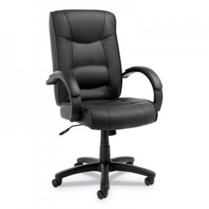 Alera ALESR41LS10B Strada Series High-Back Swivel/Tilt Chair, Black Top-Grain Leather