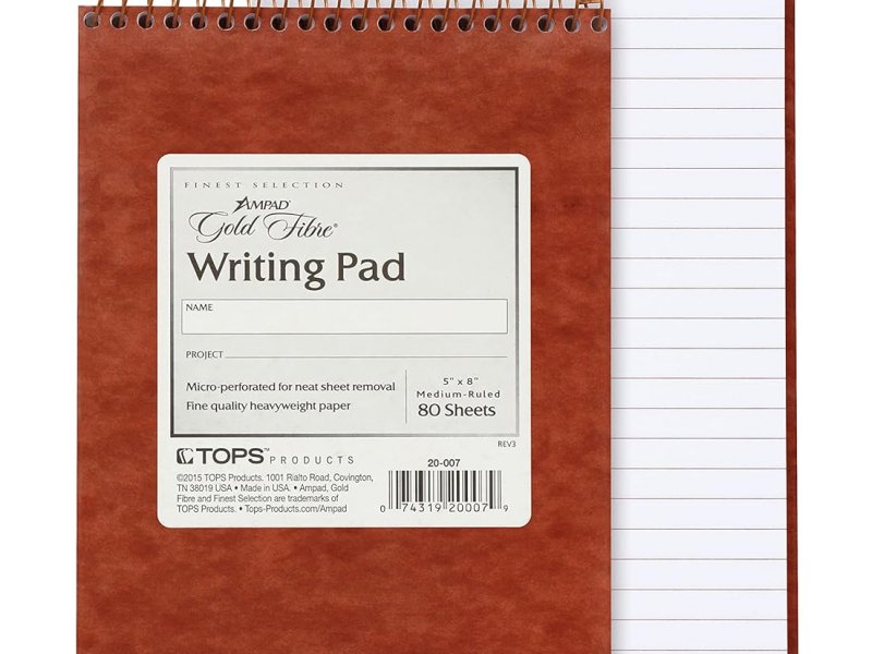 Ampad 20007 Gold Fibre Retro Writing Pad, Medium Ruled, 5 x 8, Ivory, 80-Sheets/Pad