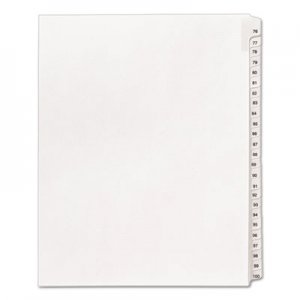 Avery AVE01704 Allstate-Style Legal Exhibit Side Tab Dividers, 25-Tab, 76-100, Letter, White