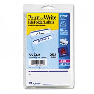 Avery 05200 Print or Write File Folder Labels, 11/16 x 3 7/16, White/Dark Blue Bar, 252/Pack