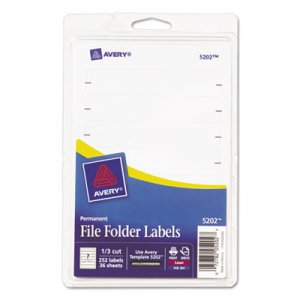 Avery 05202 Print or Write File Folder Labels, 11/16 x 3 7/16, White, 252/Pack
